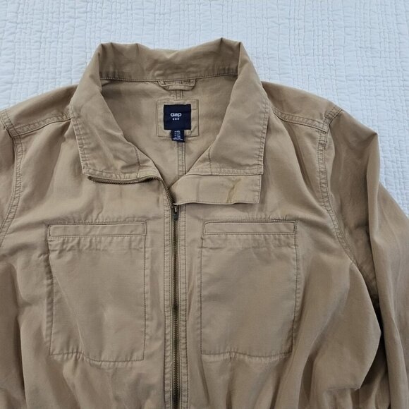 Gap Utility Chore Jacket Men's XXL Safari Khaki Elastic Y2K 4 Pockets EUC - Picture 4 of 16
